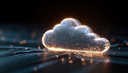 Cloud Computing Technology: Internet Storage Network And Backup Data For Digital Connection In Futuristic Business With Ai And Big Data. 2d Rendering Included.