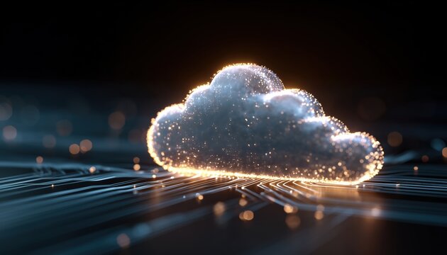 Cloud Computing Technology: Internet Storage Network And Backup Data For Digital Connection In Futuristic Business With Ai And Big Data. 2d Rendering Included. - Powered by Adobe