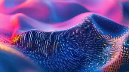 Abstract digital wave surface made of glowing particles creating a dynamic technology background illustration conveying concepts like data, connection, and visualization