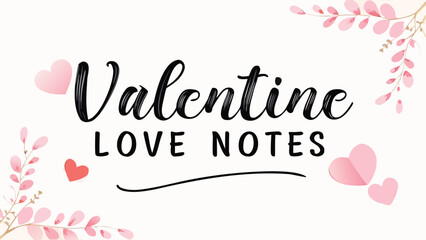 Soft romantic calligraphic typography design with flowing black ink and pink hearts for valentine's day, love notes, and romantic messages