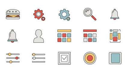 User Interface and Settings Icons Set for Web and Mobile App Design