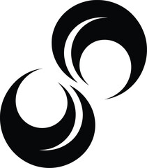 Abstract Swirl Symbol Icon – Black Circular Yin Yang Style Silhouette Illustration