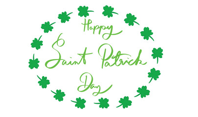 Happy saint patrick day text calligraphy hand written lettering script green color object icon 17 day date march month happy st patrick day lucky irish ireland country saint patrick day 17 march month