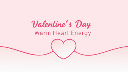 Valentine's day warm heart energy symbol with pink background and wavy line