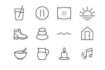 Candle warm care bedtime icon calm self door glass nourishing vector cushion