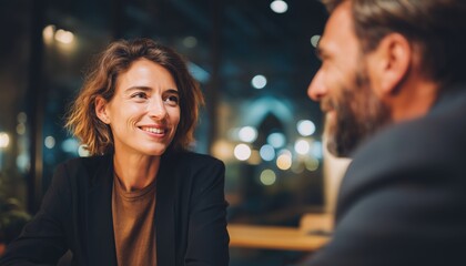 Attractive Young People Engaged In A Business Meeting At A Stylish Cafe Captured In A Close-Up Image. Modern Setting.
