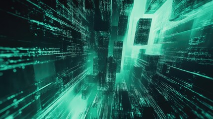 Futuristic digital cityscape of glowing circuits and data streams, visualizing global connectivity, cloud computing, ai and the intricate architecture of modern information networks