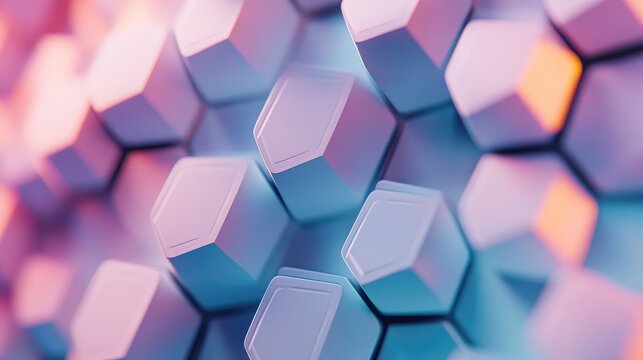 Repeating 3d geometric shapes create a vibrant and dynamic abstract background, portraying concepts of data, network, digital connection, and modern technology - Powered by Adobe