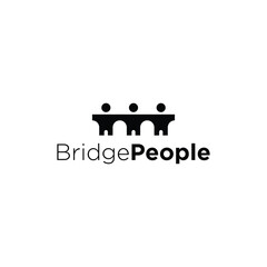 A clean vector logo of bridge-shaped people symbolizing unity, teamwork, and community connection. Perfect for business collaboration, partnership, and social organization branding.