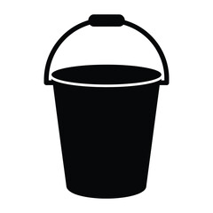 Black bucket with handle on white background pail container