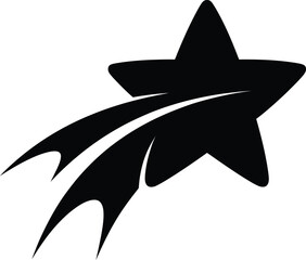 Shooting Star Icon – Black Falling Star Silhouette Illustration