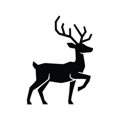Majestic black deer silhouette with prominent antlers, a symbol of wild nature