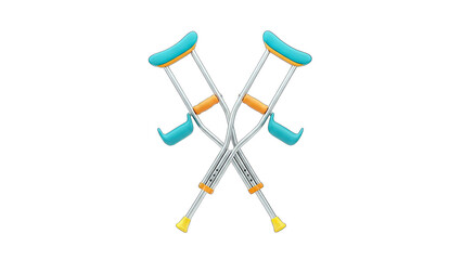 Crutches Crossing: Medical Aid on White Background