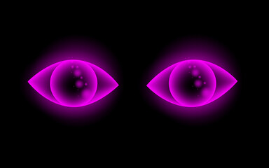 Neon Glowing Eyes on Black Background