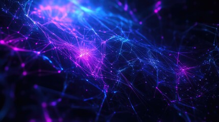 Abstract network displaying interconnected nodes and vibrant lines, symbolizing data flow, communication, and technological innovation across a dynamic digital space