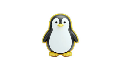 Cute 3D Penguin Standing on White Background