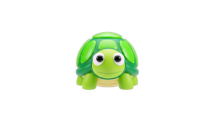 Cute Green Turtle Toy on White Background