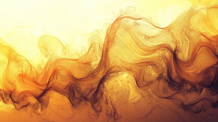 Flowing golden and brown lines weave into an ethereal, dynamic wave suggesting energy, motion and digital data, perfect as a modern abstract network background