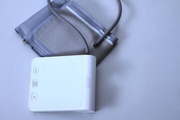 Blood pressure measuring device isolated on table no people stock photo stock image