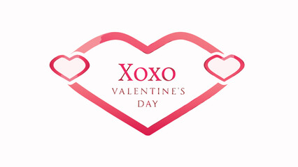 Minimal heart outline with xoxo text for valentine's day celebration decoration