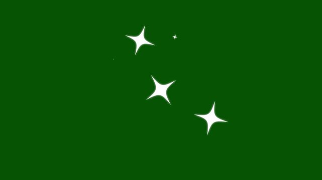 Shimmering sparkle stars animation featuring blinking cartoon stars flat vector doodles and glowing glitter shine effects on green screen background 4K motion graphic footage