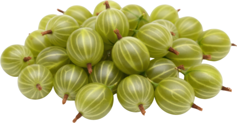 Fresh green gooseberries piled together showcasing their round shape and striped texture highlighting their unique appearance and fresh nature in a vibrant display