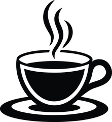 Steaming Coffee Cup with Saucer Icon