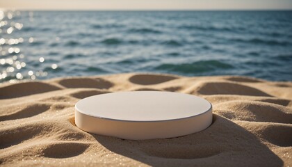 Tropical summer vacation coffee cup on the white sand beach coast by the sea and ocean water