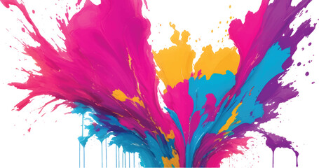 Modern Artistic Watercolor Splash Explosion with Flowing Color Paint on White Canvas Background