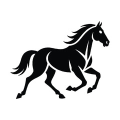 Black silhouette of a horse running on a white background vector