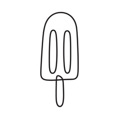 Simple line drawing of a popsicle with a stick isolated on a white background