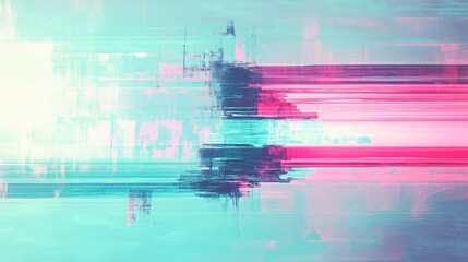 Glitch art background featuring abstract digital noise, vibrant horizontal lines, and pixel distortion, illustrating modern technology, data disruption, and cyberpunk aesthetics