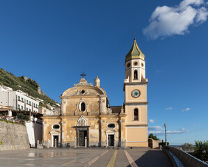 Praiano - Amalfi coast - facade of baroque St. Januarius (Gennaro) church.