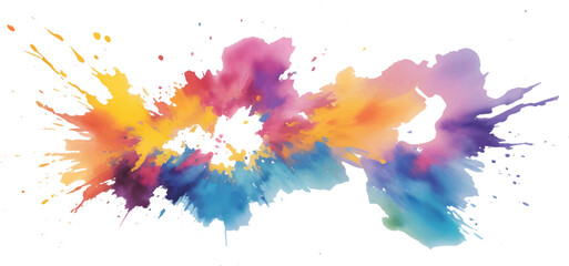 Abstract watercolor paint splashes on white for a colorful artistic design texture illustration