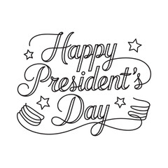 Happy president s day calligraphy with stars and ribbon illustration