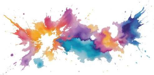Abstract watercolor background with colorful ink splashes and paint splatter textures for artistic design and illustration