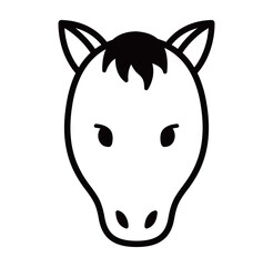 馬の顔のシンプルなアイコンのイラスト