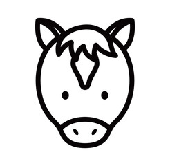 馬の顔のシンプルなアイコンのイラスト