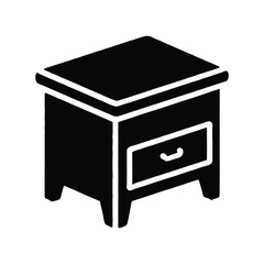 Black silhouette of a bedside table with one drawer nightstand furniture