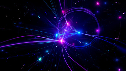 An abstract representation of data flowing, with colorful, interconnected nodes and lines against a dark background