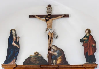 Wandcirkels plexiglas Jezus Christus SALZBURG, AUSTRIA - SEPTEMBER 6, 2025: The Calvary in the church Kapuzinerkirche by unknown baroque local artist from 17. - 18. cent.  © Renáta Sedmáková