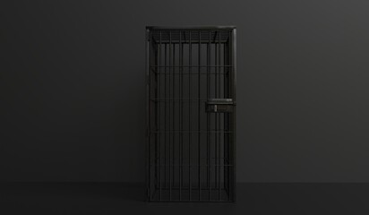 Prison cage, jail, iron cage, 3D illustration.