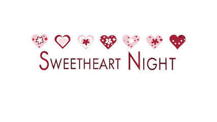 Elegant valentine's day card design with red and pink hearts on white background for romantic sweetheart night