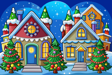 Houses with lighted windows, Christmas wreaths and soft snow create a common image of celebration, family and hope throughout Europe and America.