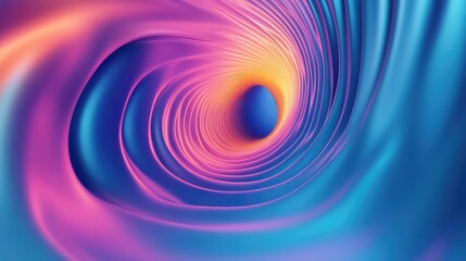 Abstract tunnel featuring vibrant gradients of blue, pink, orange, and purple, forming a swirling vortex symbolizing data flow and high speed connections in a digital space