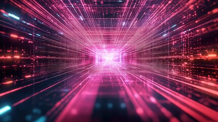 Abstract digital tunnel illustrating high speed data transfer, connecting networks, and advanced technology concepts, suggesting a futuristic virtual information highway
