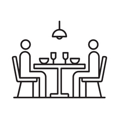 Simple line art illustration of a dining table set for two people