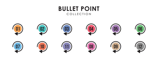 Number bullet points collection vector design