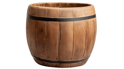 Fototapeta premium Rustic Wooden Barrel on White Background, png element with transparent bg