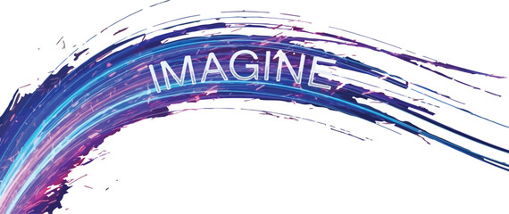 Imagine text with blue and purple light trails and sparks on a dark background © Murshid